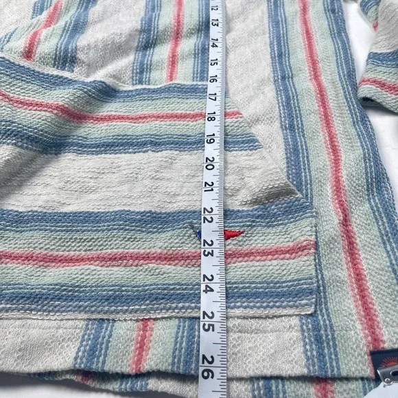 Faherty Men's Biarritz Terry Hoodie Sz S White Multicolor‎ Striped Poncho Surfer - Picture 13 of 14